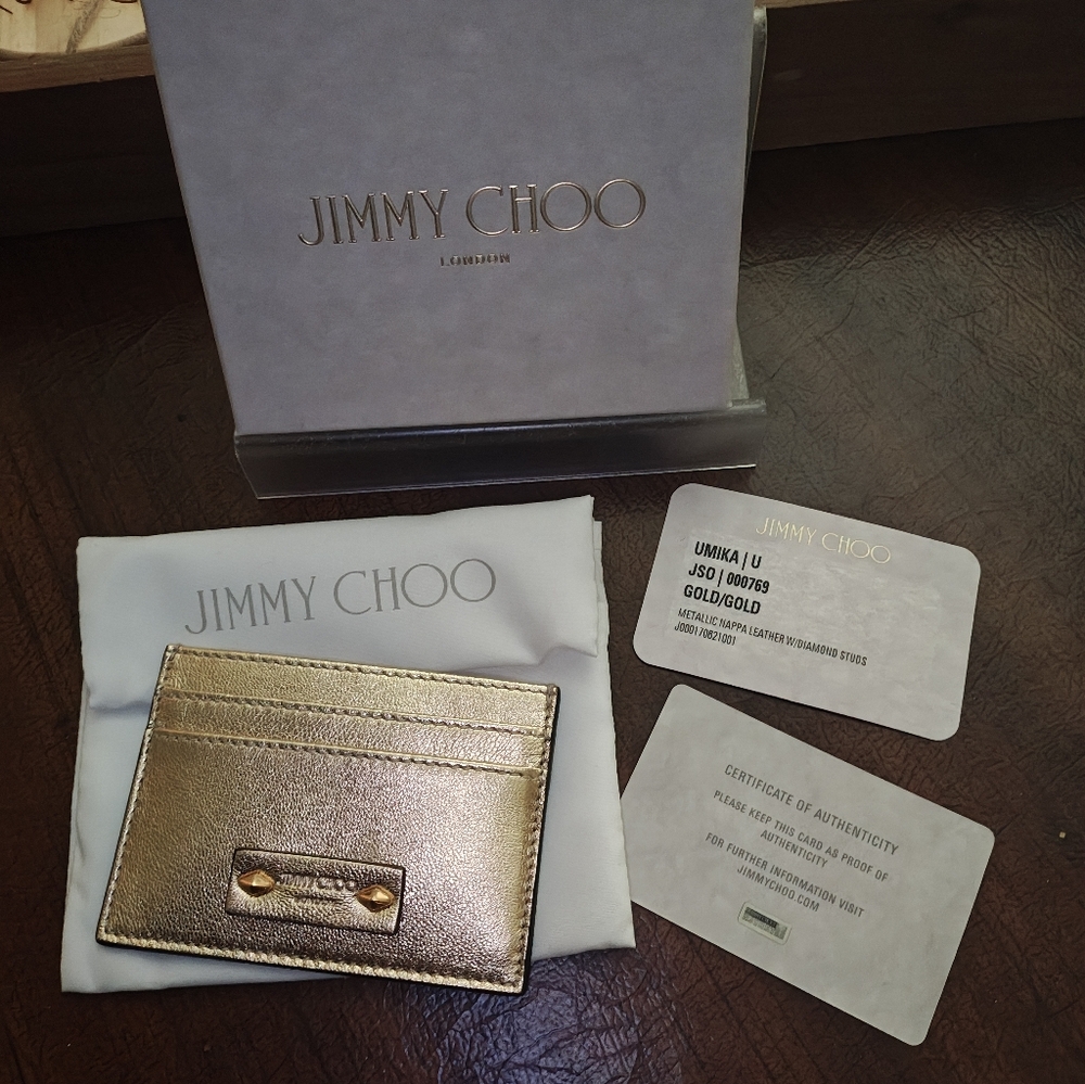 Jimmy Choo Metallic Gold Card Holder - Picture 9 of 9